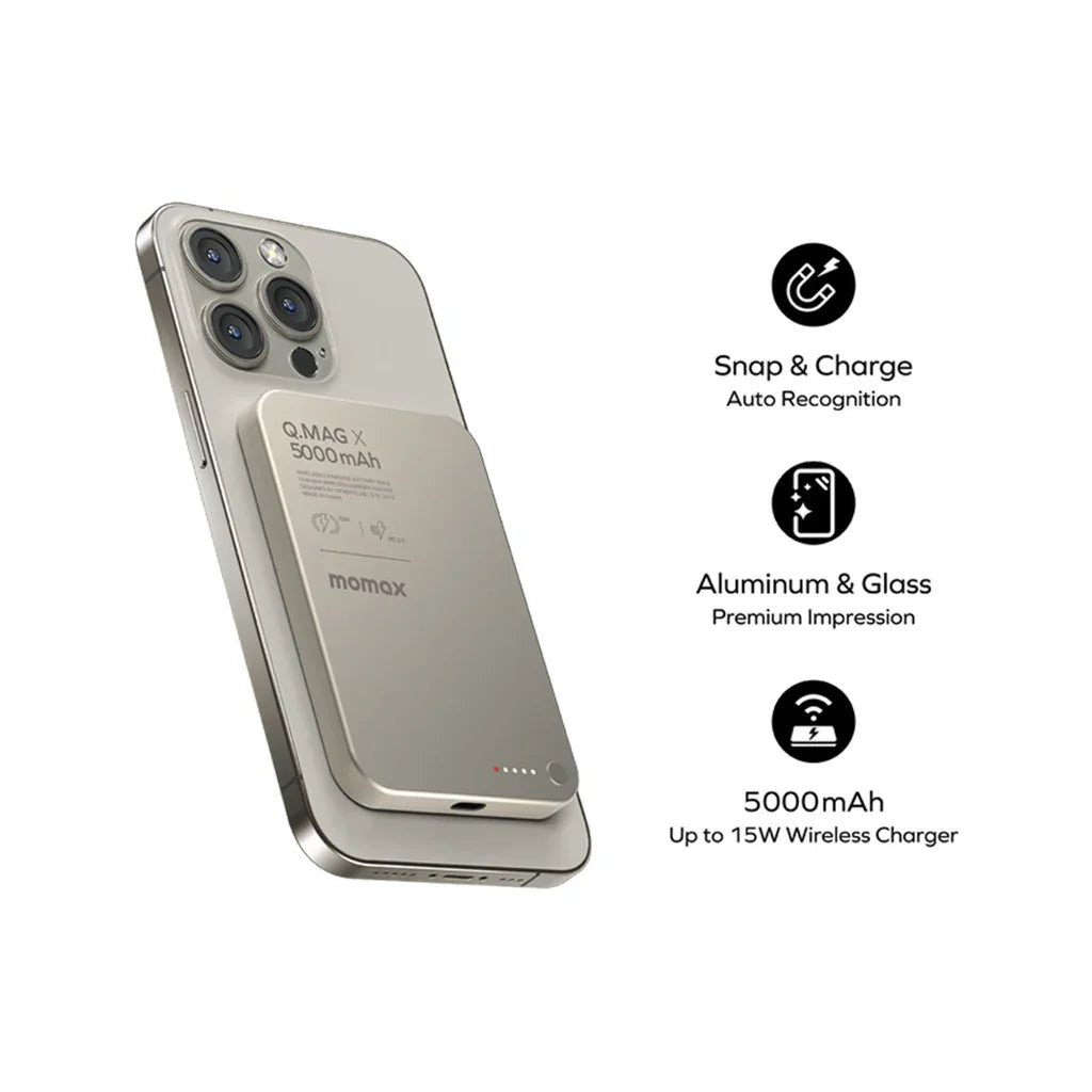 IP116AE | Momax Q.Mag X 5000mAh wireless battery pack | Titanium