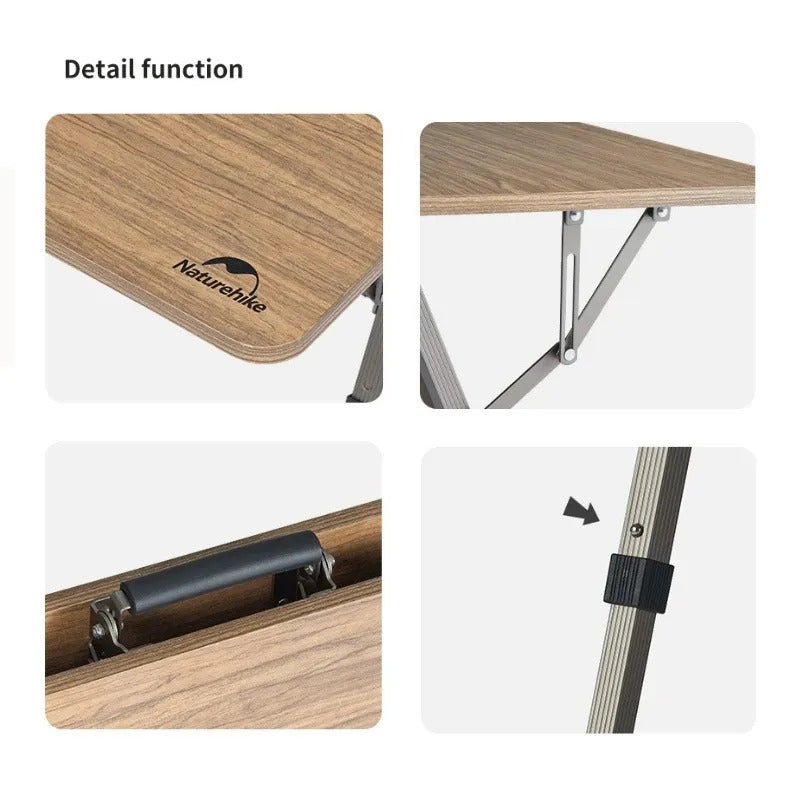 Naturehike Adjustable Height Folding Table - Brown (80*80*39/60)