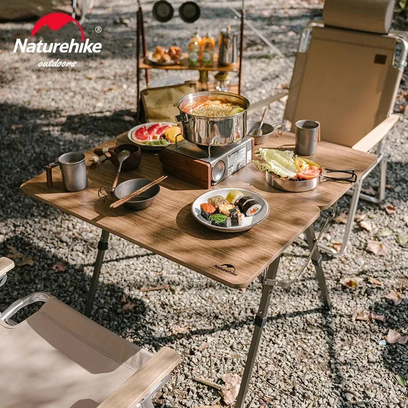 Naturehike Adjustable Height Folding Table - Brown (80*80*39/60)