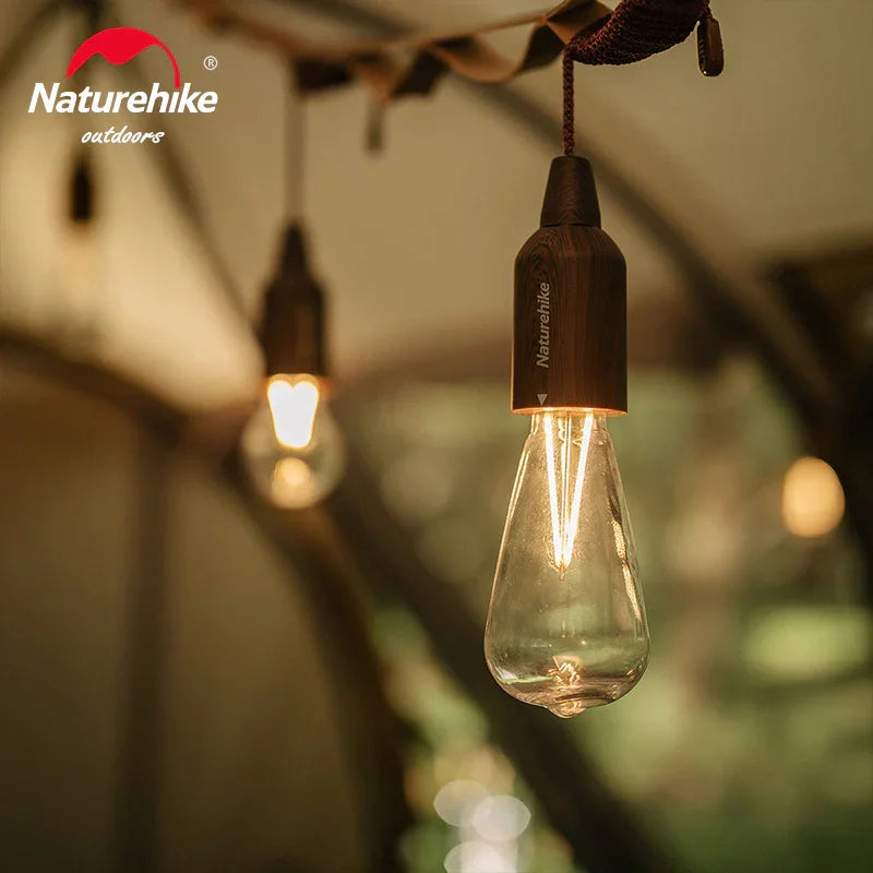 مصباح LED خارجي من Naturehike مصنوع من الخشب الخفيف على شكل فقاعة من نوع USB