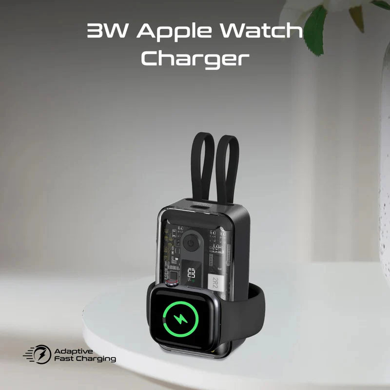 بنك طاقة بروميت مافريكس مزود بكابل USB-C وكابل لايتنينج مدمجين - 35 واط / 10000 مللي أمبير / أسود فانتوم