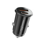 PB-FWCH037-BK-L , Porodo Blue Dual Port 30W Car Charger with C-L Cable - Black