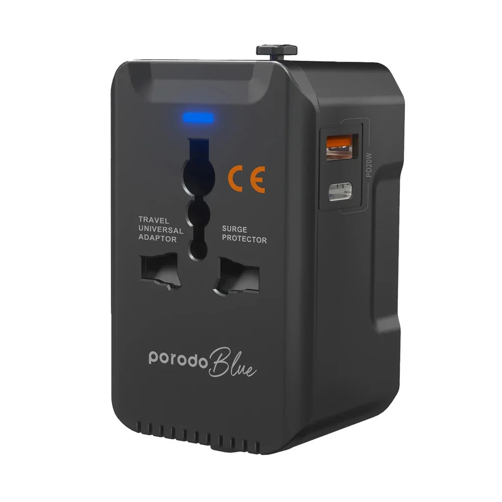 PB-PD20UTA-BK , Porodo Blue PD20 Universal Travel Adapter - Black