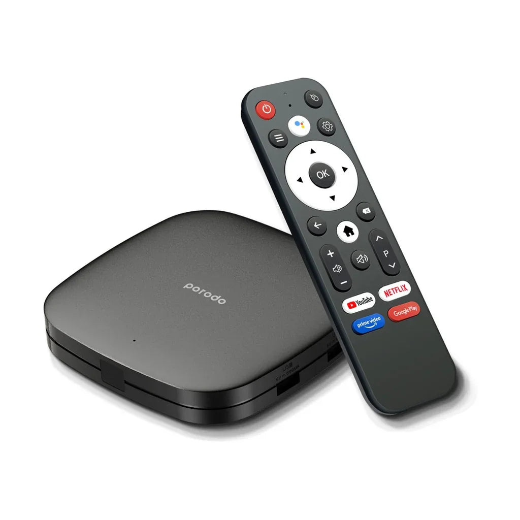 PD-ANTVB-BK , Porodo Android TVBox 1080P 2GB RAM ,8GB , ROM Support 4K - Black