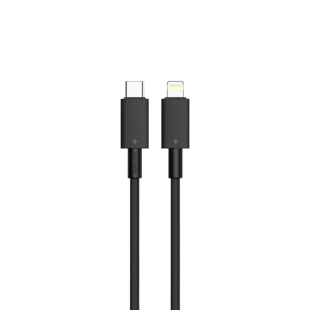 PD-CBL0004-BK , Porodo USB-C to Lightning Durable Charging Cable - Black