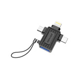 PD-CBL0025-BK , Porodo CBL025 OTG Adapter USB A to Lightning Micro and Type-C - Black