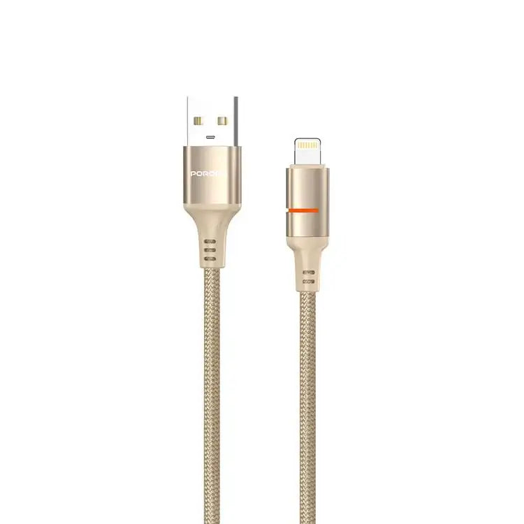 PD-CBL0027-GD-L Porodo Usb-A To Lightning Led Light Cable 1.2M-Gold - GulfStore.com