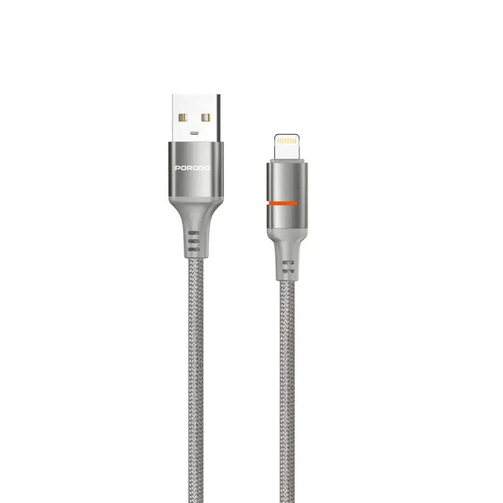 PD-CBL0027-GY-L Porodo Usb-A To Lightning Led Light Cable 1.2M-Grey