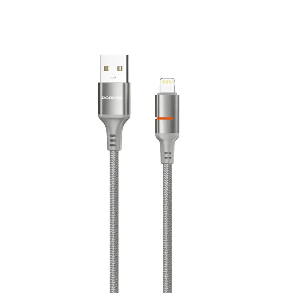 كابل بورودو USB-A إلى Lightning LED بطول 1.2 متر - رمادي - PD-CBL0027-GY-L 