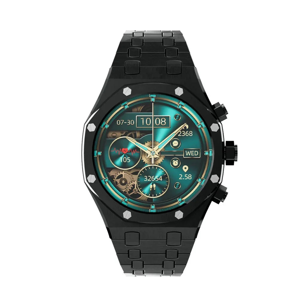 PD-CRISTALLOAP-BK , Porodo CristalloAP Smart Watch Blue Dial- Black
