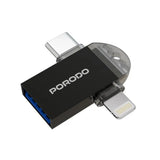 PD-ETK08 | Porodo 3-in-1 OTG Adapter | Black