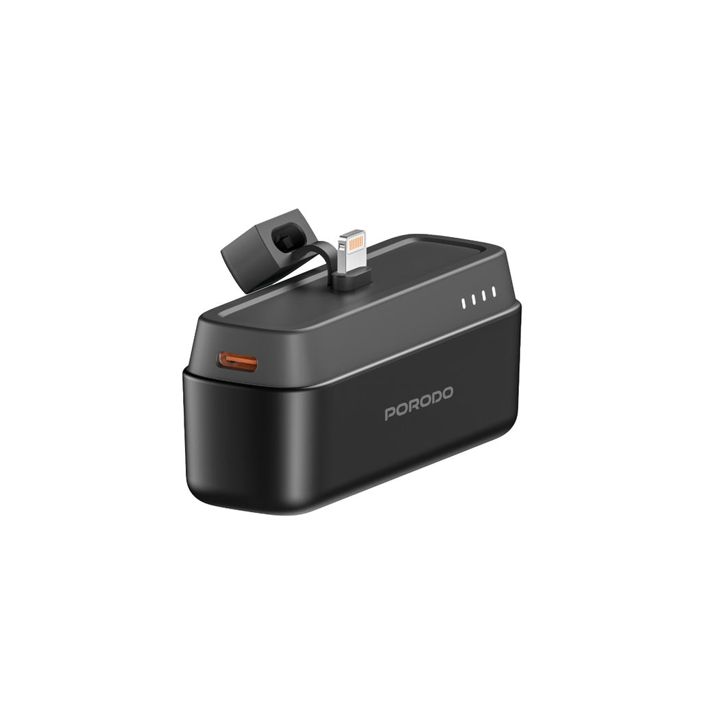 PD-PBFCH049-BK , Porodo PB049 5000mAh Power Bank with Lightning Connector - Black