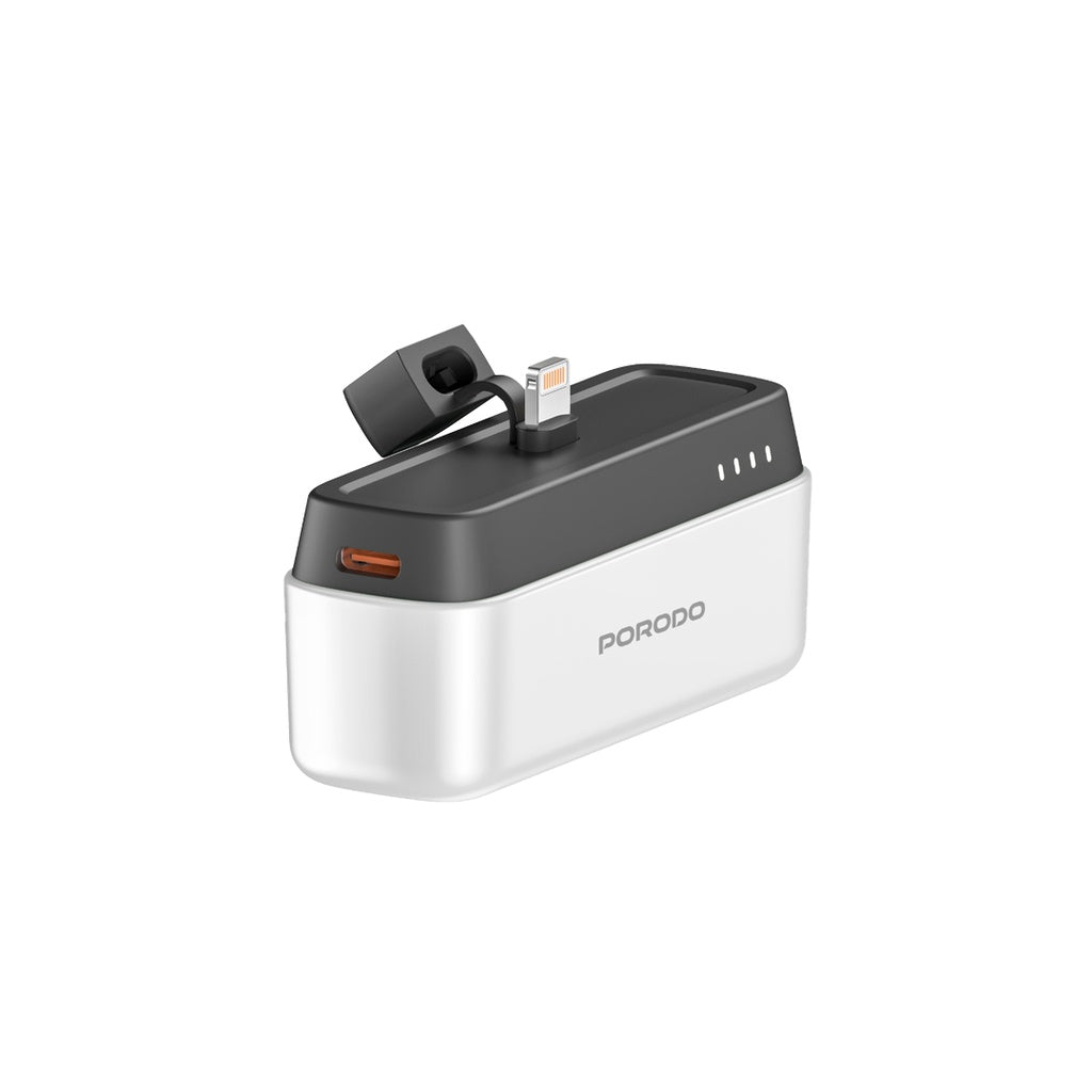 PD-PBFCH049-WH , Porodo PB049 5000mAh Power Bank with Lightning Connector - White
