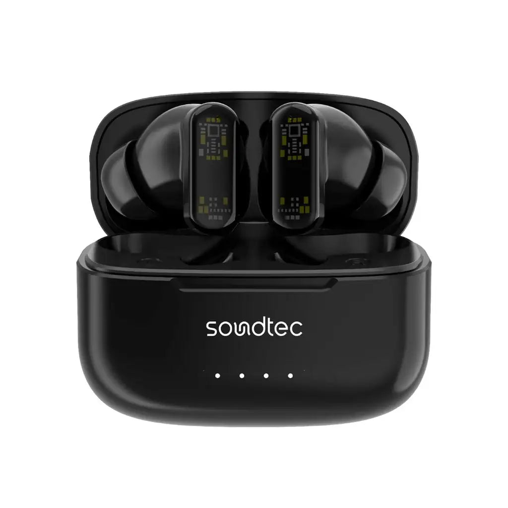 PD-STWLEP032-BK , Porodo Soundtec ANC & ENC TWS Earphone with Transparent Earbuds - Black - GulfStore.com