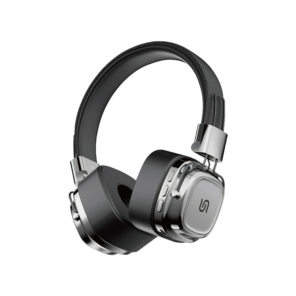 PD-STWLEP037-BKSL , Porodo Soundtec Vintage Wireless ENC Headphone- Black/Silver