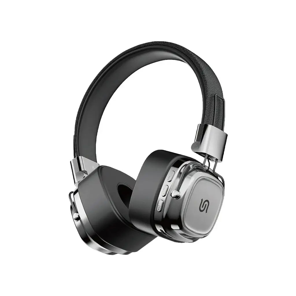 PD-STWLEP037-BKSL , Porodo Soundtec Vintage Wireless ENC Headphone- Black/Silver - GulfStore.com