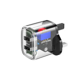 PD-T12WDAUK-BK , Porodo Dual Output Transparent Charger With 2.4A Auto ID Technology UK - Transparent - GulfStore.com