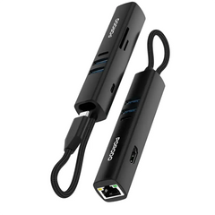 PD35038IN1 | Porodo 8-IN-1 Multi-Port USB Hub With 5Gbps Transfer Speed | Black - GulfStore.com