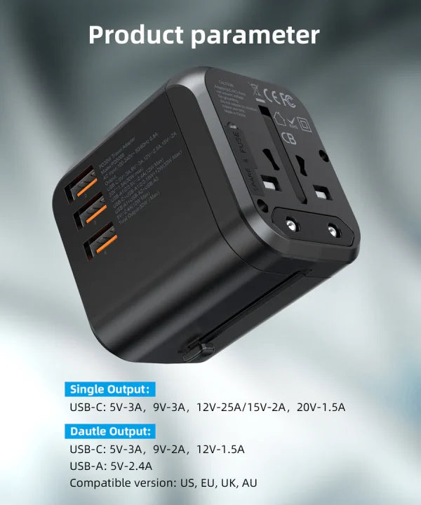 Chotech GaN PD35W 3A+ 2C Travel Travel Wall Charger Charger black- PD5008