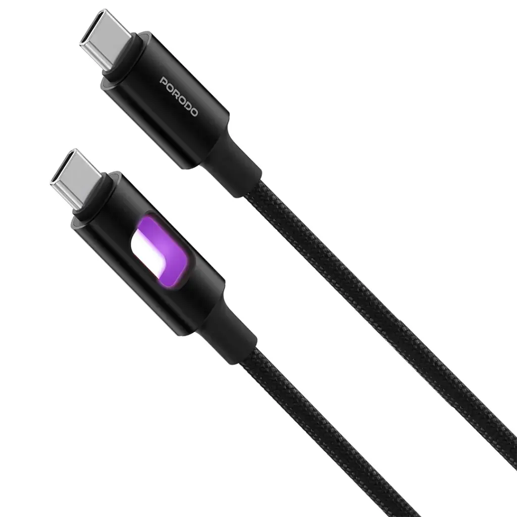 PDCBLXGH04 | Porodo Led Braided Usb-C To Usb-c Cable 60W - Black