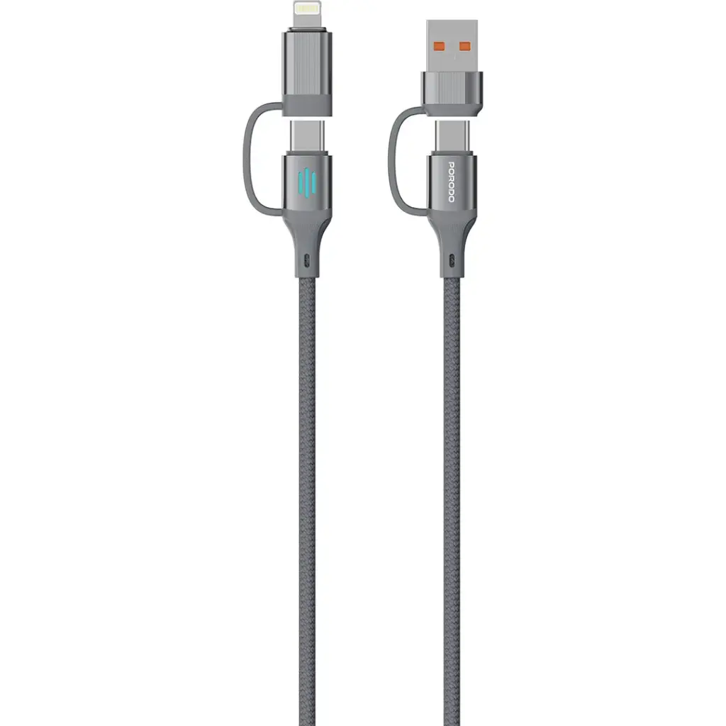 PDCDCGY | Porodo 4in1 High Speed Charging Cable 1M - Grey