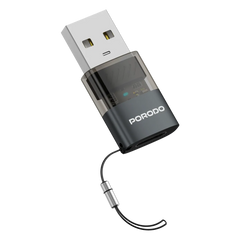 PDCTOA50GY | Porodo MINILINK Transparent OTG Adapter USB-C to USB-A | Grey