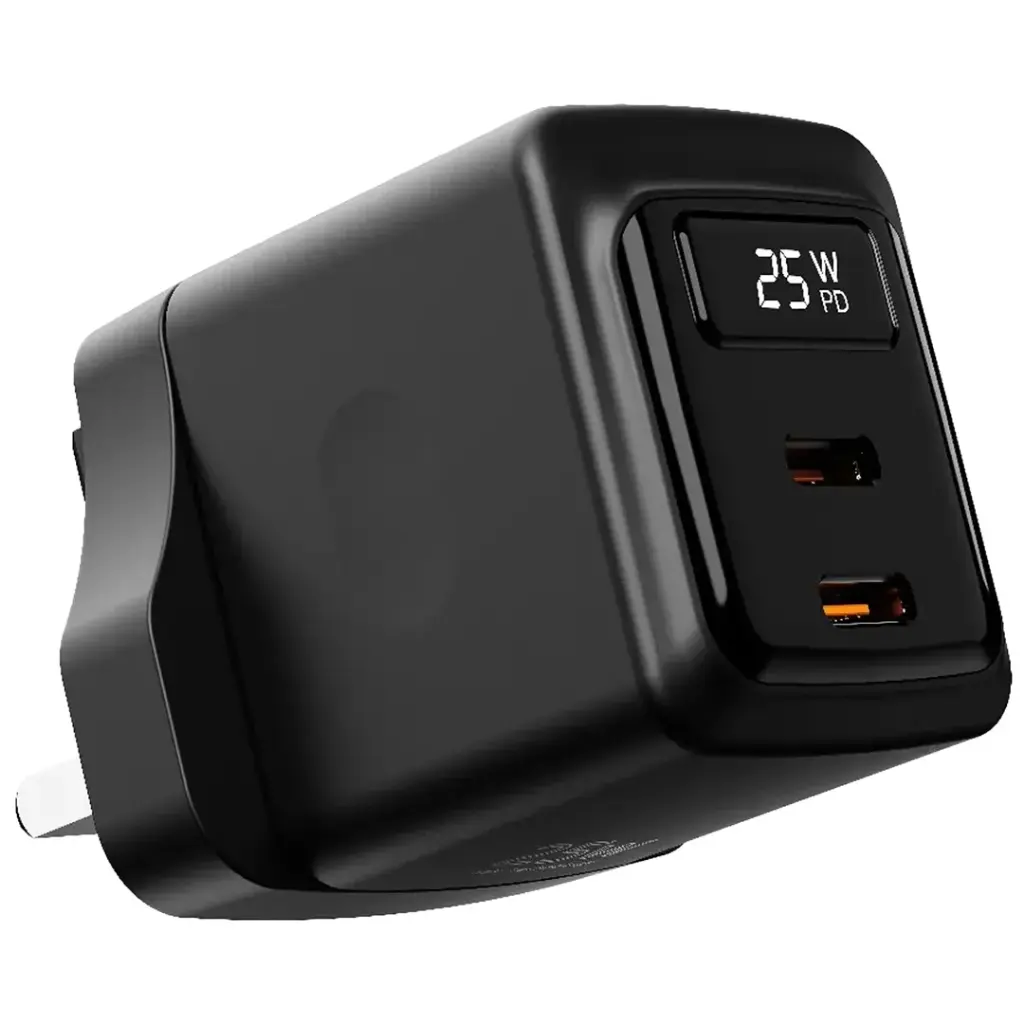 PDFWCH079BK| Porodo Gan 25W Dual Usb-C Wall Charger | Black