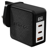 PDFWCH094BK| Porodo Quantum Gan 65W Multi-Port Charger With Digital Display | Black