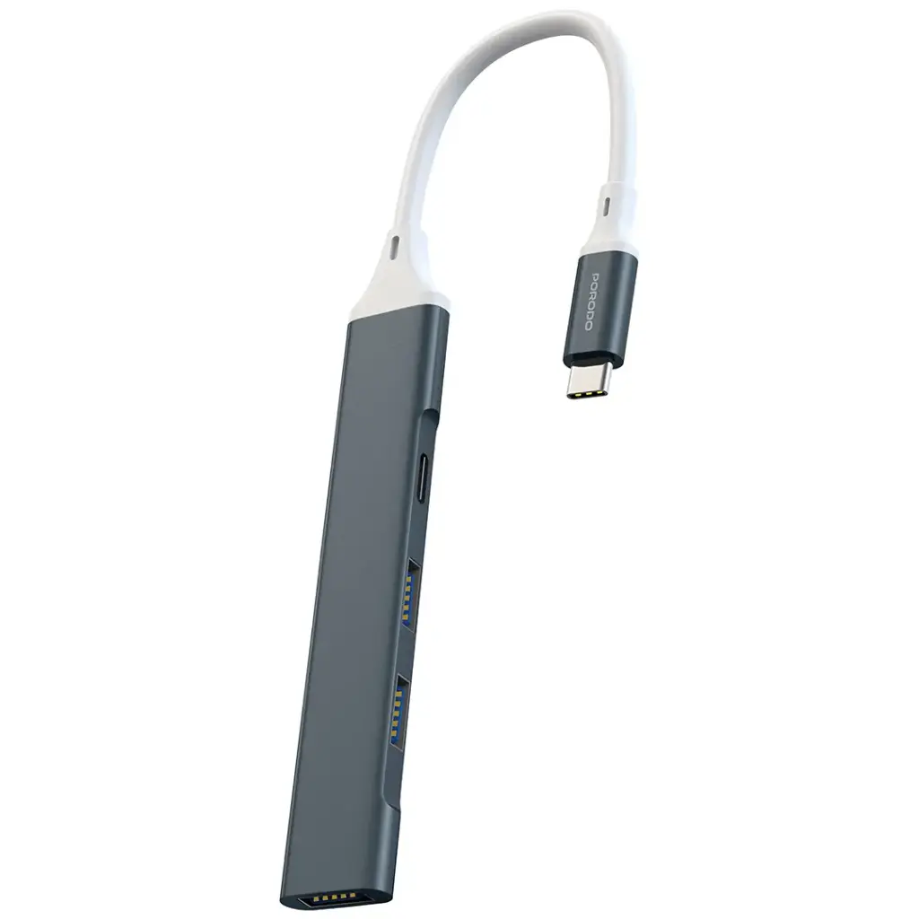 PDFWCH097-GY | Porodo Aluminum Multi-Port Usb-c Hub | Gray