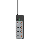 Porodo 3000W | 7AC Universal Power Strip with 6 USB Ports (4C + 2A) - Gray
