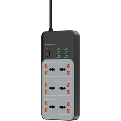 PDFWCH100GY | Porodo 3000W 6AC Universal Power Strip with 6 USB Ports (4C + 2A) | Gray - GulfStore.com