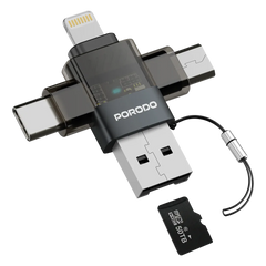 PDOTG50GY | Porodo MINILINK Transparent 3-in-1 OTG Adapter