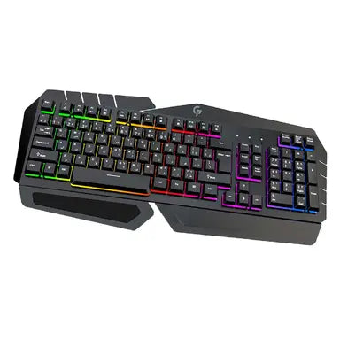 PDX212-BK | Porodo Gaming Metal Frame Gaming Keyboard Slim Full-Sized Keyboard Rainbow Lighting | Black