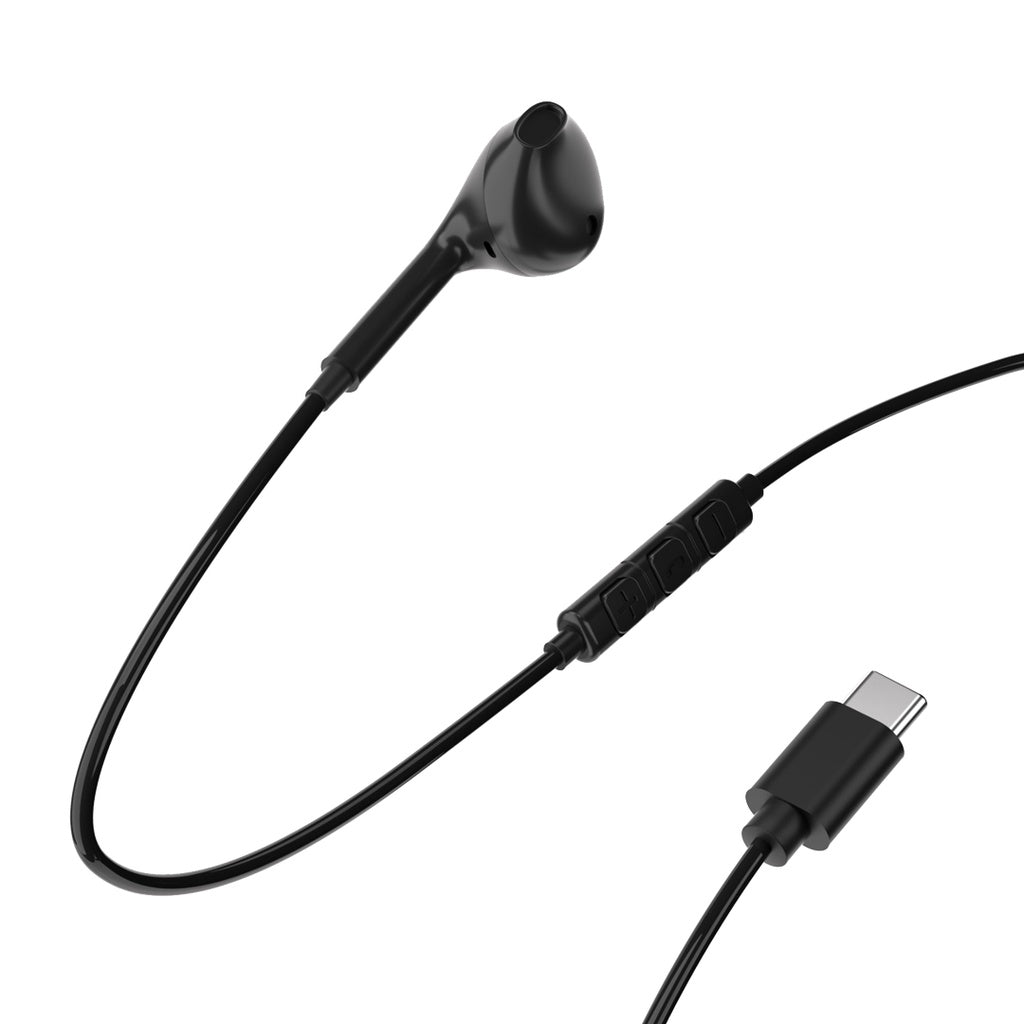 سماعات أذن Powerology Mono USB-C مقاس 1.2 متر - أسود