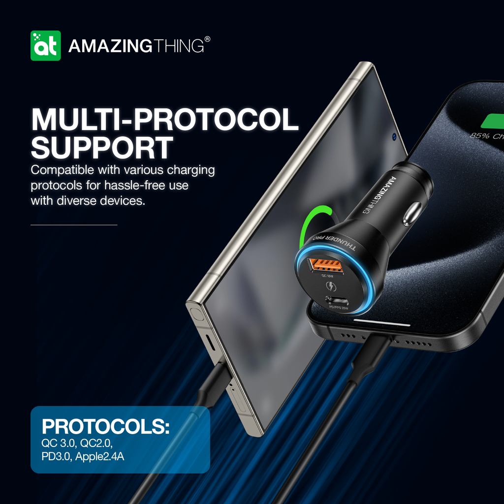 AMAZINGTHING | 17097 | FLEXI Power Pro Pd43W 2 Port Car Charger | Black