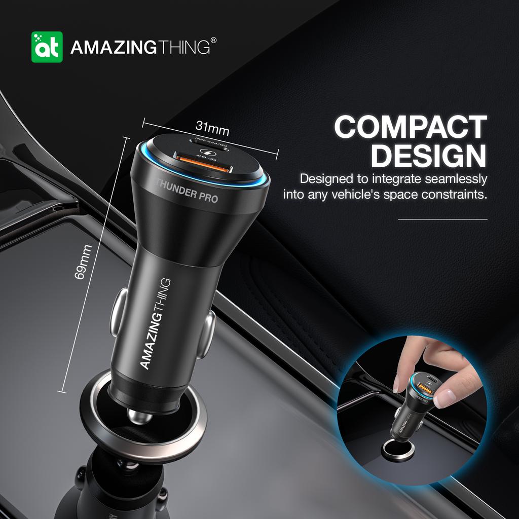 AMAZINGTHING | 17097 | FLEXI Power Pro Pd43W 2 Port Car Charger | Black