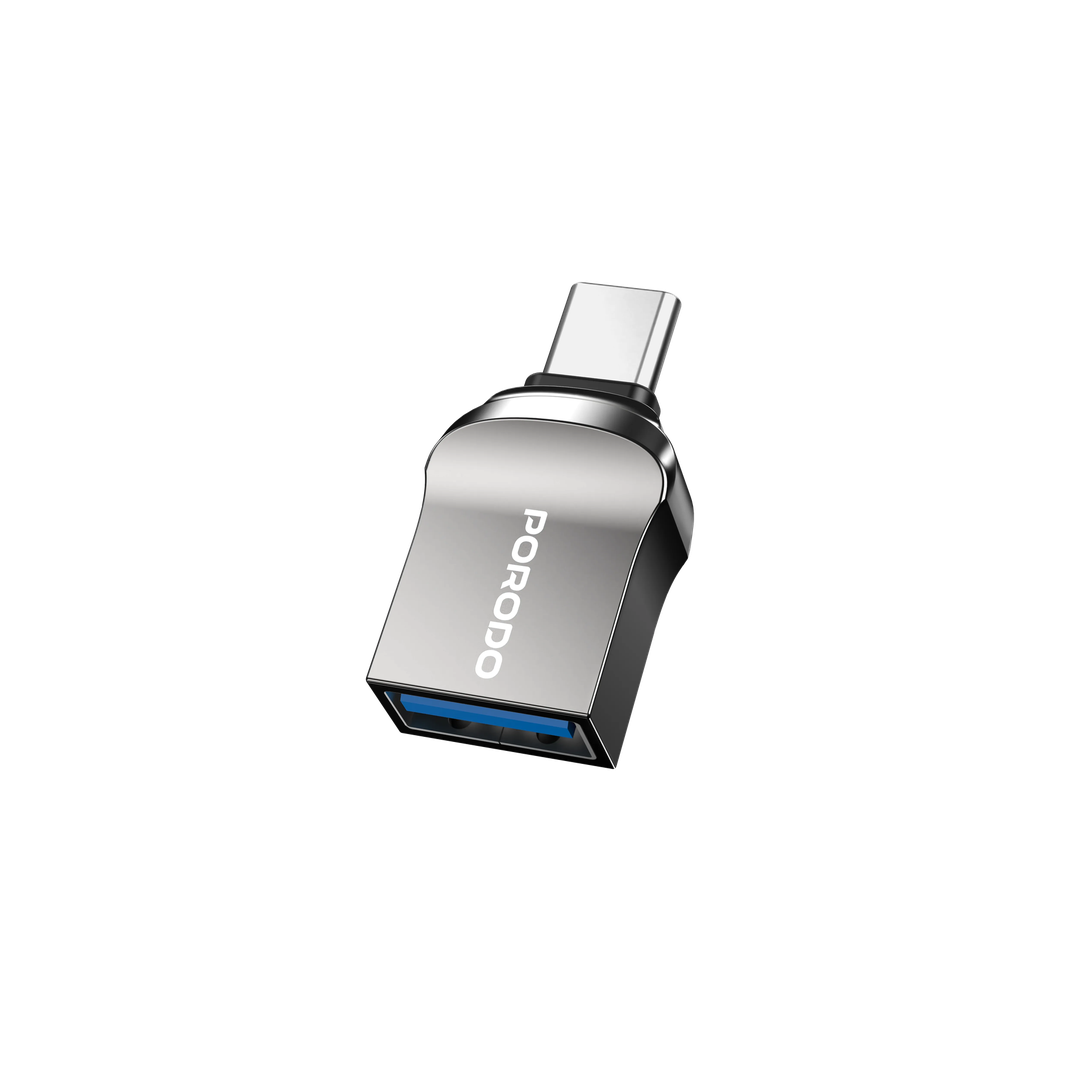 PD-CBL0023 | Porodo CBL023 Usb 3.0 OTG Adapter - Zinc Alloy Usb-C Converter | Black