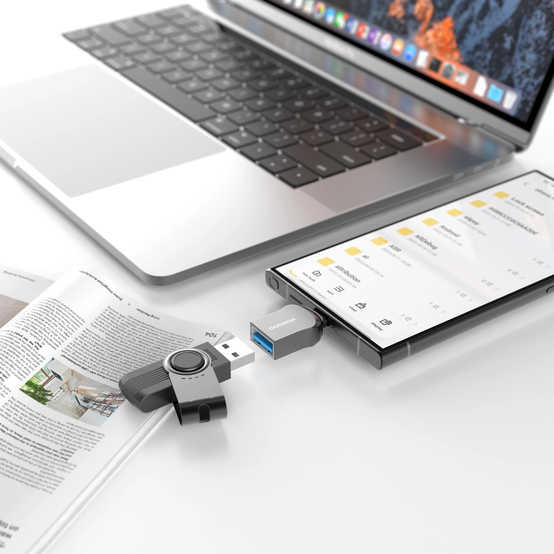 PD-CBL0023 | Porodo CBL023 Usb 3.0 OTG Adapter - Zinc Alloy Usb-C Converter | Black