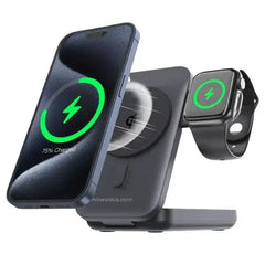 Powerology 10000mAh Qi2 - 15W iPhone 15 Magsafe Powerbank - Watch Charger Black - GulfStore.com
