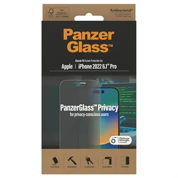 310103618، واقي شاشة الخصوصية PanzerGlass™ لهاتف Apple iPhone 14 Pro | ملاءمة كلاسيكية - P2768