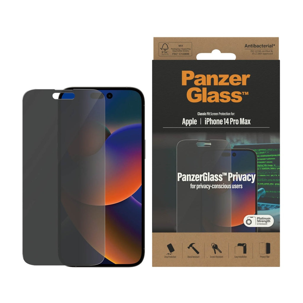 310103620، واقي شاشة الخصوصية PanzerGlass™ لهاتف Apple iPhone 14 Pro Max | ملاءمة كلاسيكية - P2770