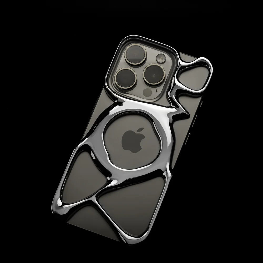 AM Emptiness iPhone 15 pro Case - Shiny Silver+Black