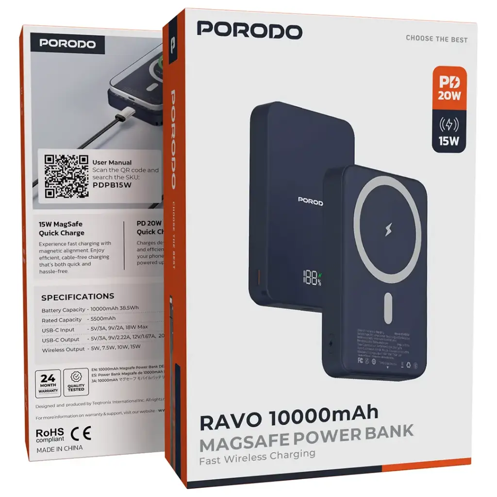 PDPB15W | Porodo Ravo 1000mAh Magsafe Power Bank | Blue