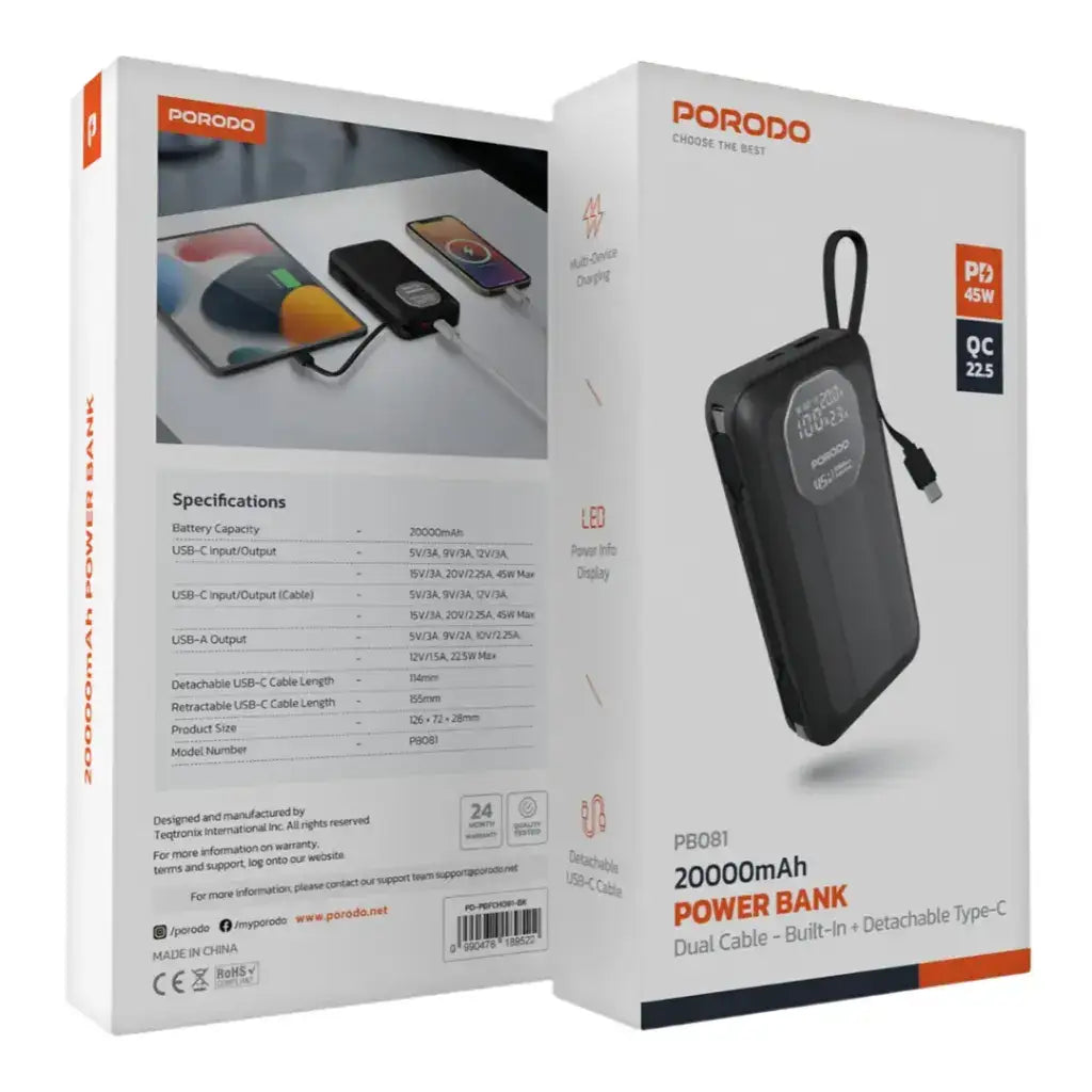 Porodo 20000mAh Power Bank(PD-PBFCH081-BK) - GulfStore.com