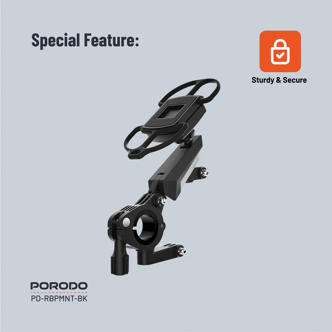 Porodo Shock-Absorption Bicycle Mount - Black  PD-RBPMNT-BK