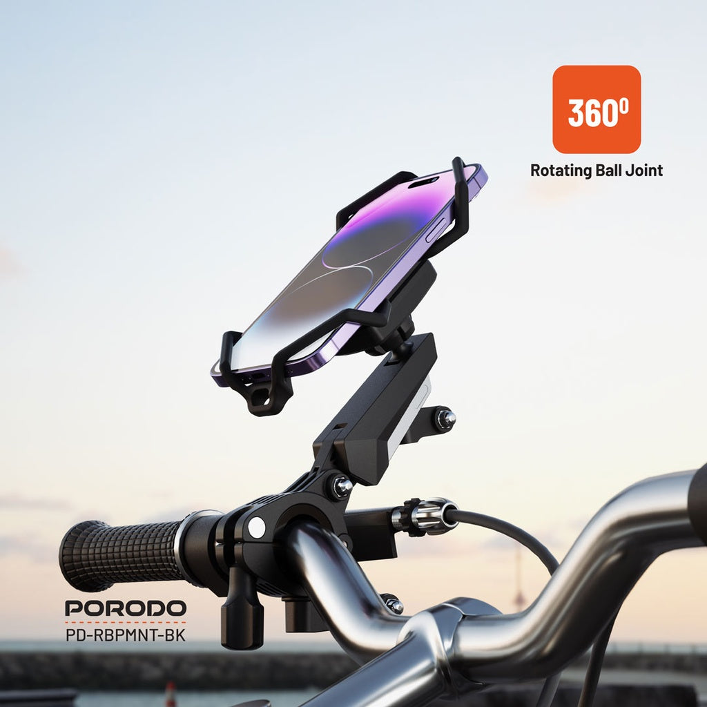Porodo Shock-Absorption Bicycle Mount - Black  PD-RBPMNT-BK