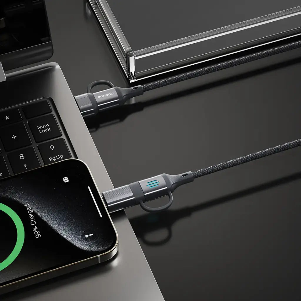 PDCDCGY | Porodo 4in1 High Speed Charging Cable 1M - Grey