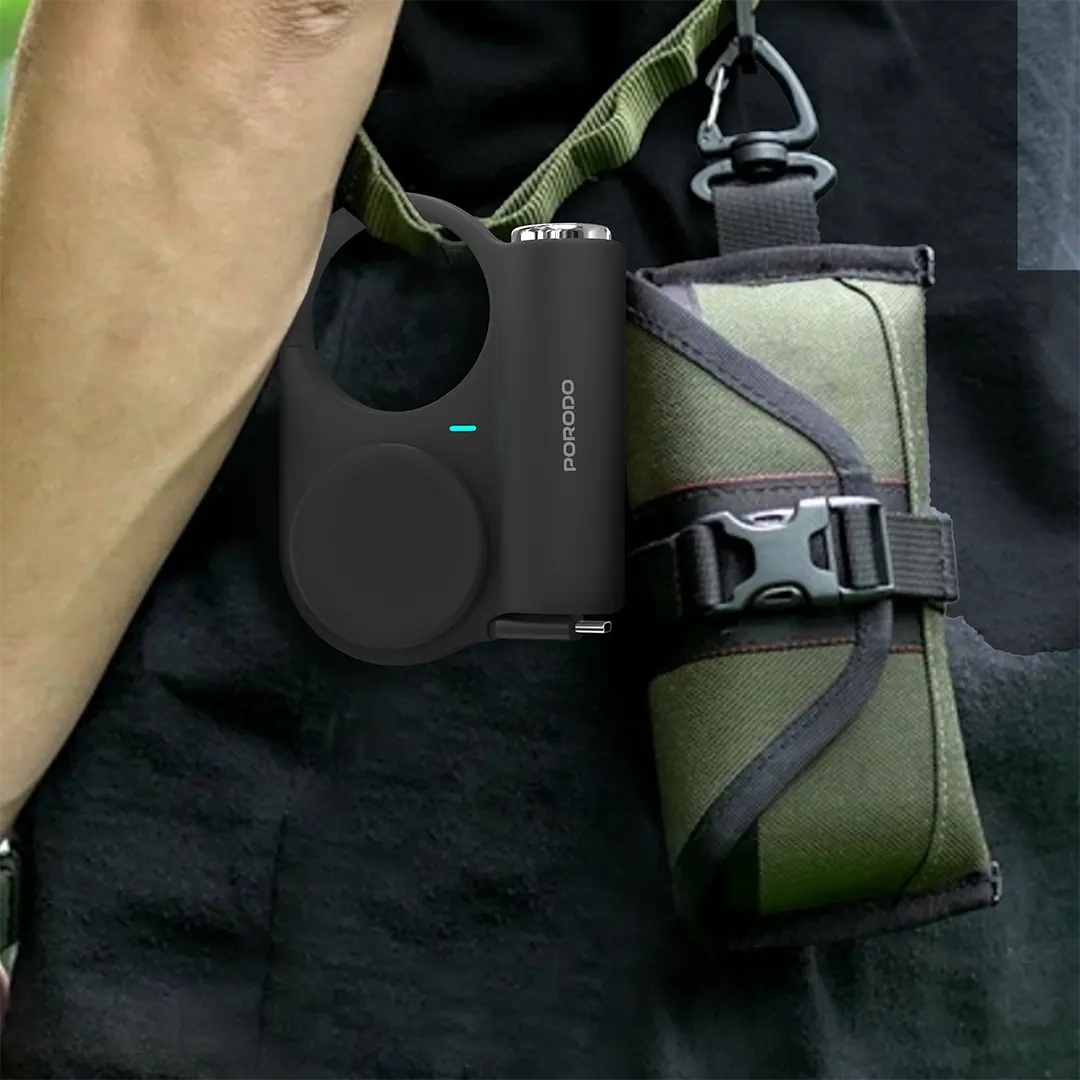 Porodo 5000mAh Outdoor Power Bank 70 cm Retractable (PD-PBFCH073-BK)