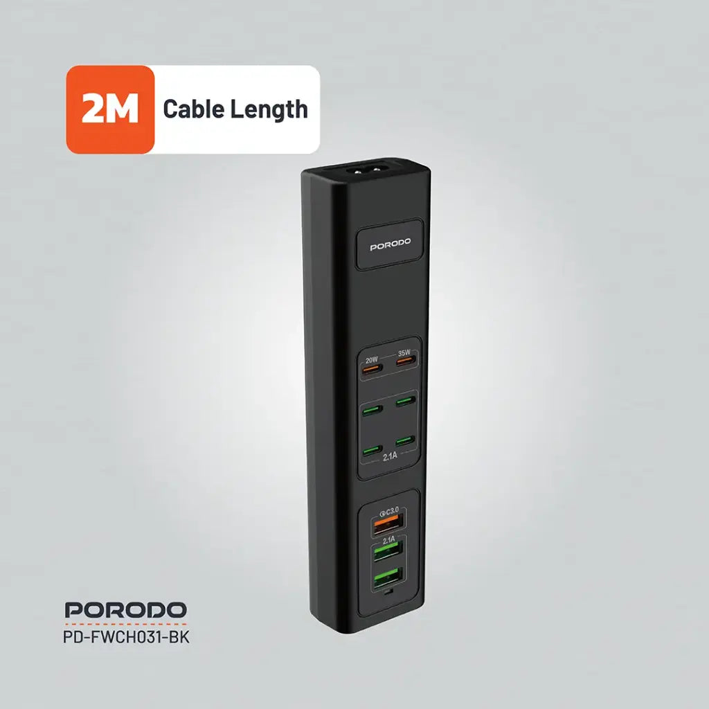 PD-FWCH031-BK , Porodo FWC031 85W Multi-Port USB Charging Hub - Black