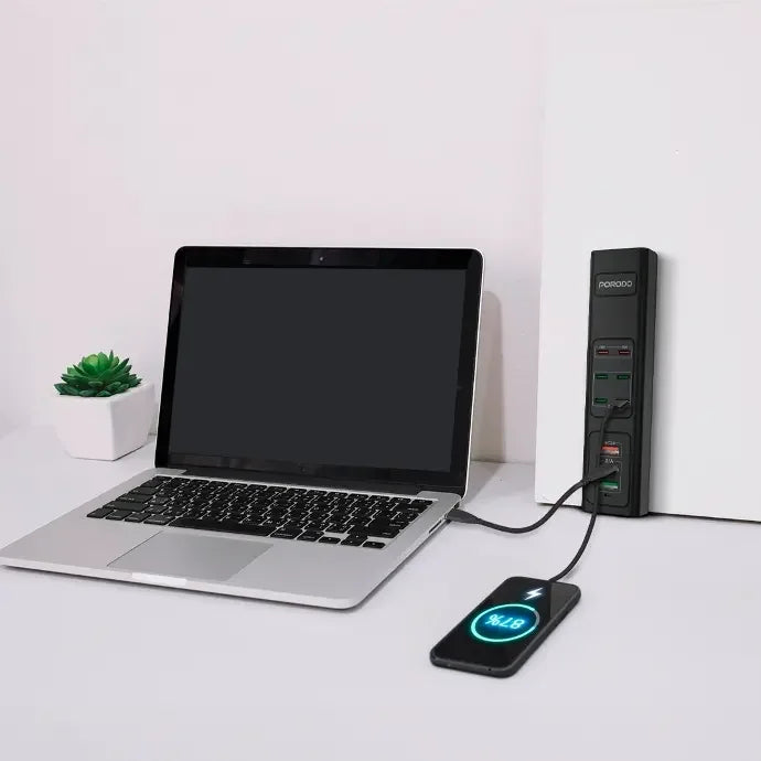 PD-FWCH031-BK , Porodo FWC031 85W Multi-Port USB Charging Hub - Black